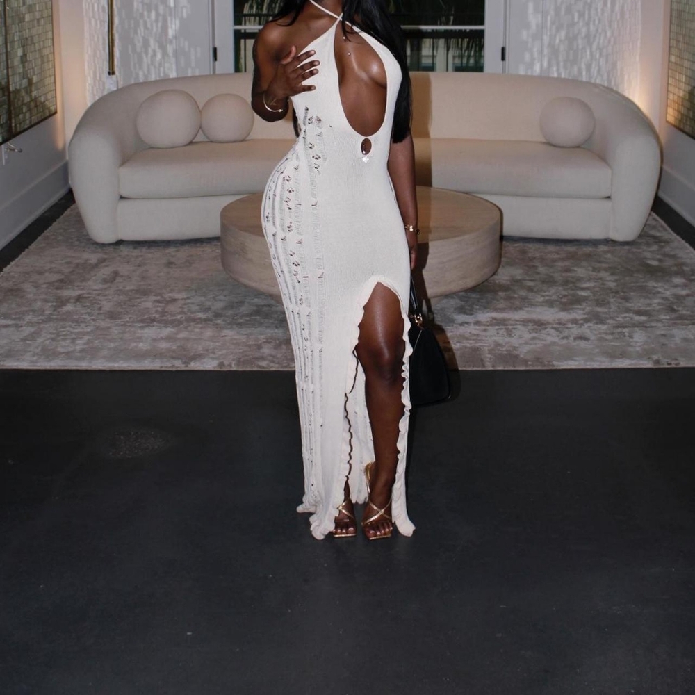 Elegant White Halter Maxi Dress